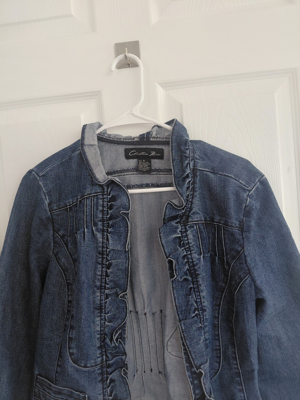 Blue Denim Ruffle-Trim Jacket